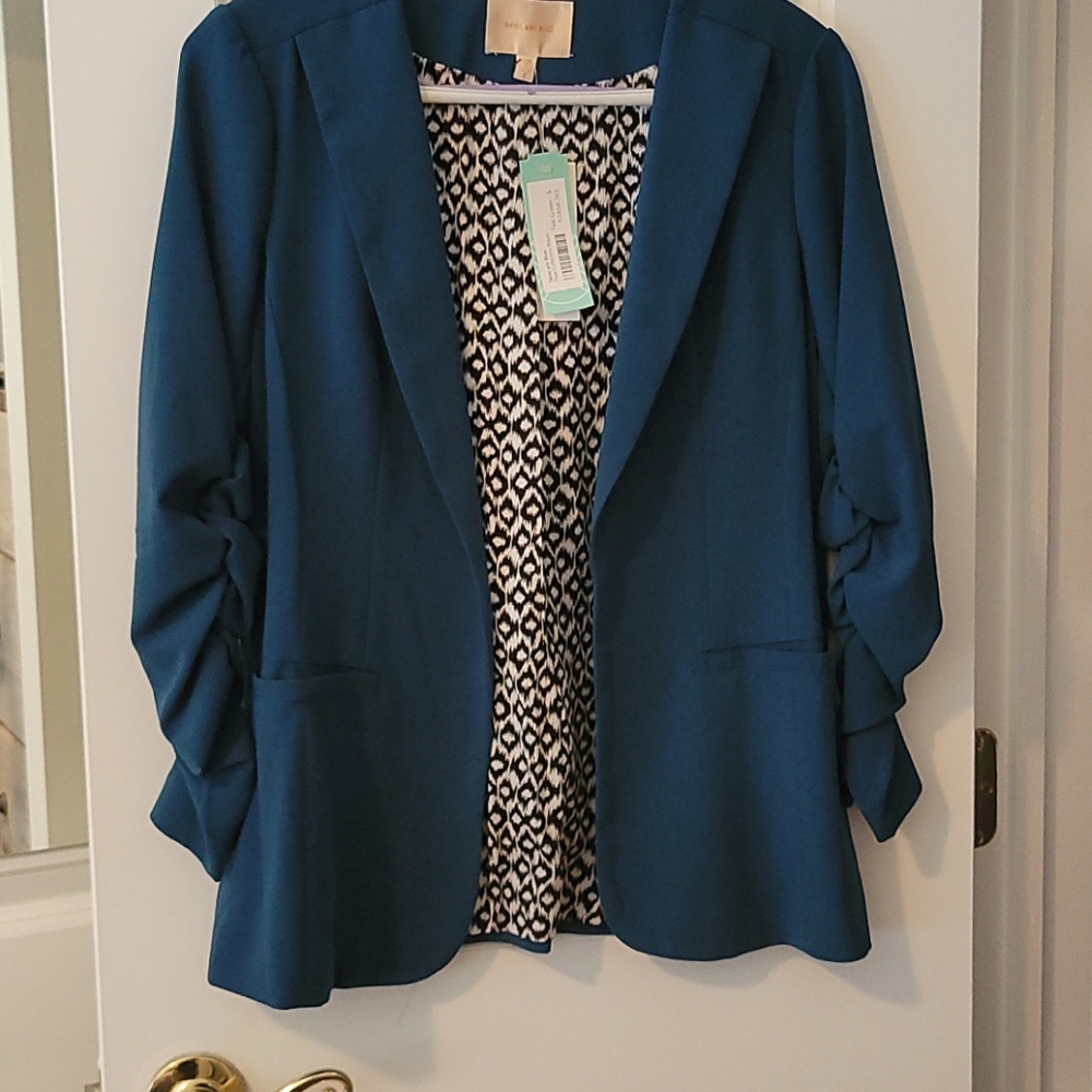 Skies Are Blue Teal NWT blazer